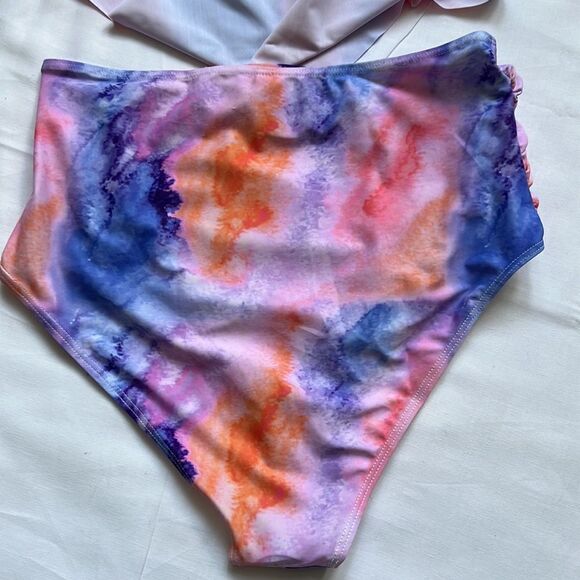 ⭐️FLARED Ruffle Tankini Top High Waisted Ruched Bottom Bikini Set⭐️ - Picture 6 of 6